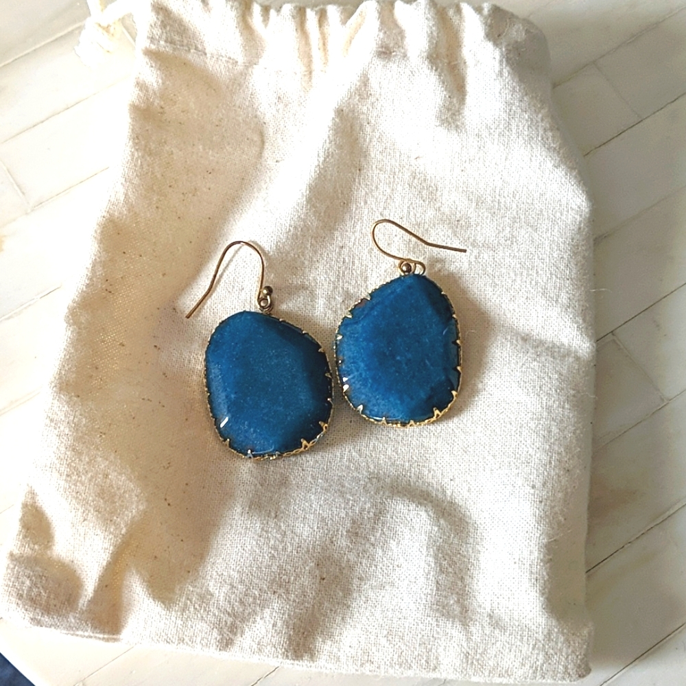 Blue gemstone drop earrings